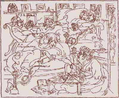 drawing of AKC with the Tagore family